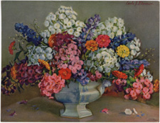Vintage calendar art of flowers
